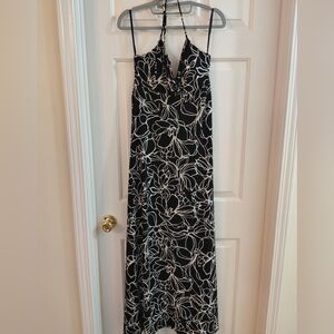 White House Black Market Black & White Floral Maxi Slip Dress